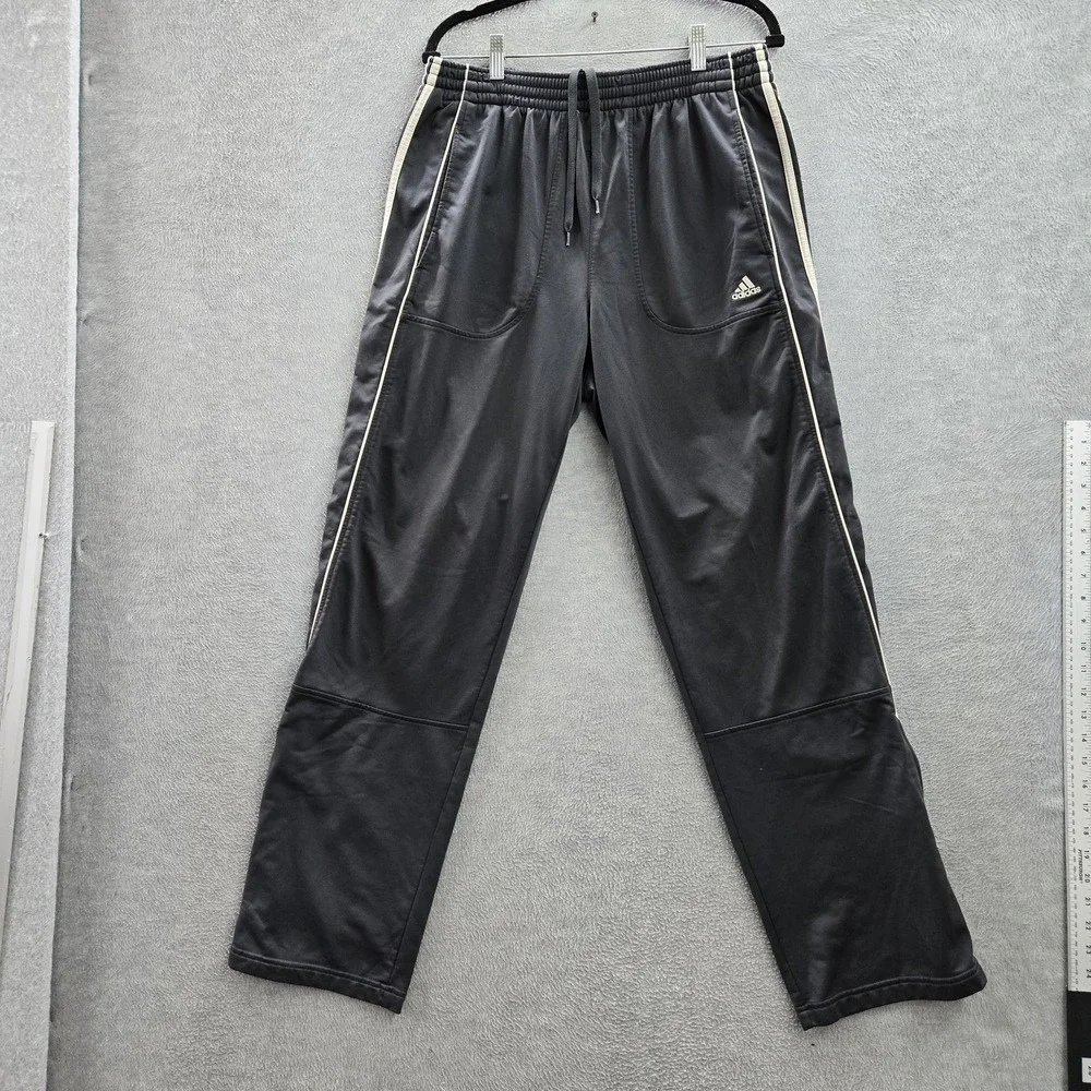 VINTAGE Adidas Men Activewear Pants L Gray Embroidered Track Zipper 32